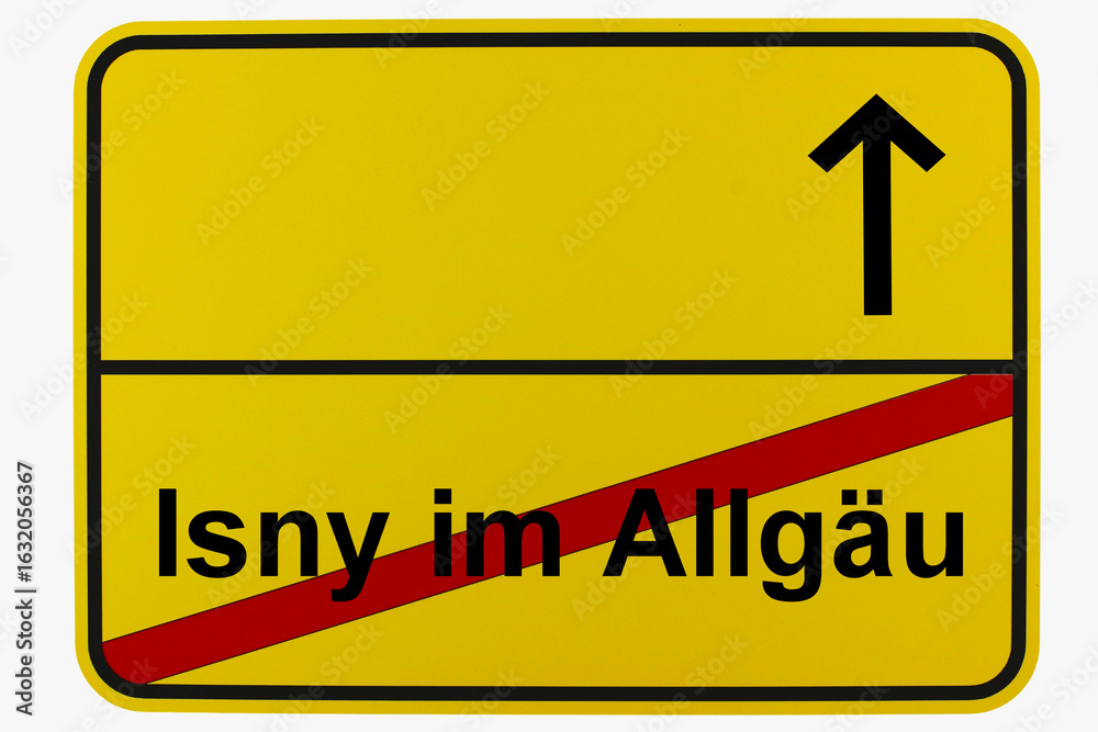 Obraz premium Illustration eines Ortsausgangsschildes von Isny im Allgäu in Baden-Württemberg 