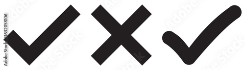 black Checkmark cross icons .Tick and Cross checkmark icons vector for website design, app, UI