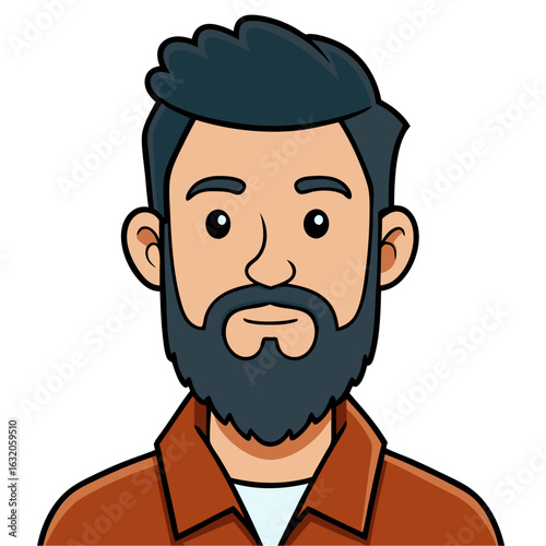 Bearded Man Illustration in Flat Cartoon Style – Modern Male Vector Art