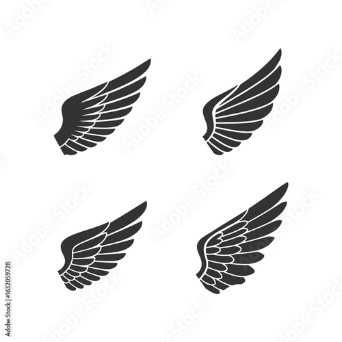 set of black of wings, Frame wings vector set, angle wing set