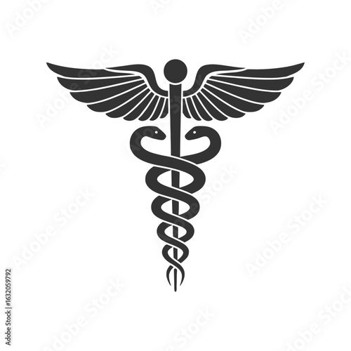 Medical Snake Caduceus Logo Sign Template Vector Isolated on White Background