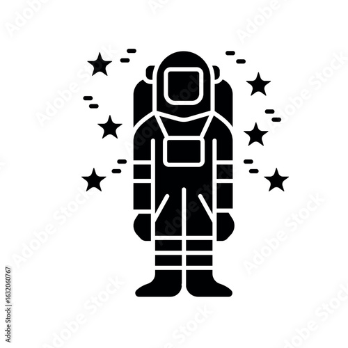 cosmonaut black flat icon.