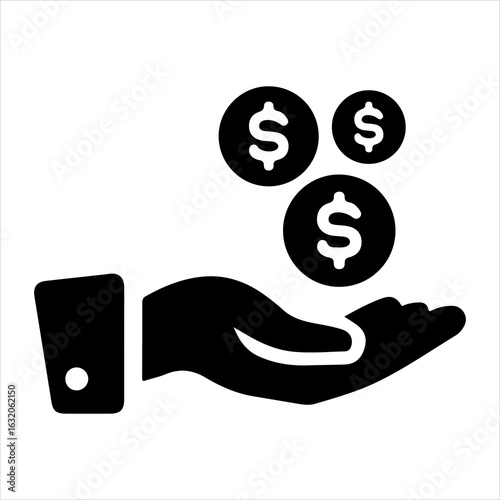 Hand holding or receiving coins, representing wealth, investment, or financial gain.