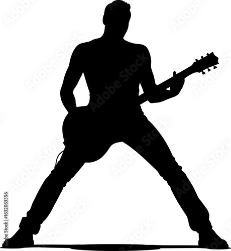 Man Playing Guitar Silhouette Vector Illustration