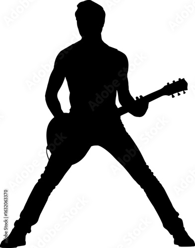 Man Playing Guitar Silhouette Vector Illustration
