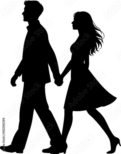 Romantic Couple Silhouette Vector Illustration