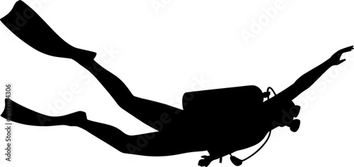 Scuba Diver Silhouette Vector Illustration