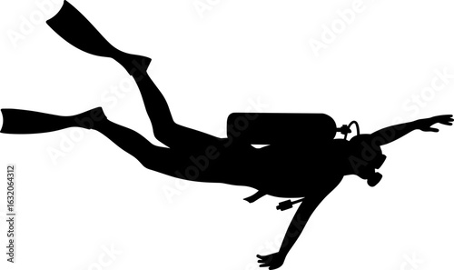 Scuba Diver Silhouette Vector Illustration
