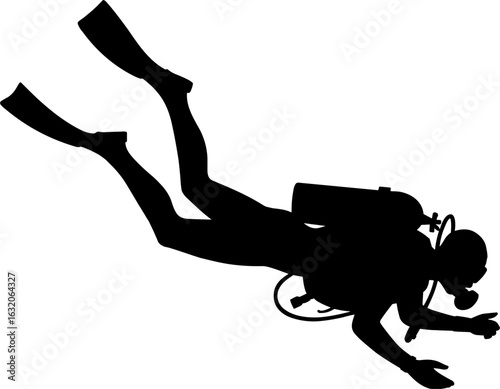 Scuba Diver Silhouette Vector Illustration