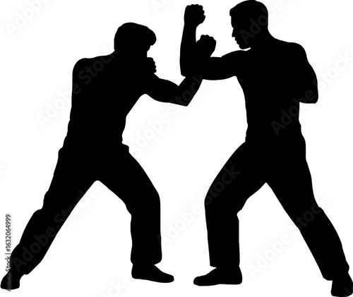 Street Fight Silhouette Vector Illustration