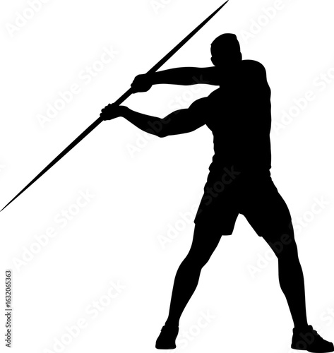 Javelin Thrower Silhouette Vector Illustration