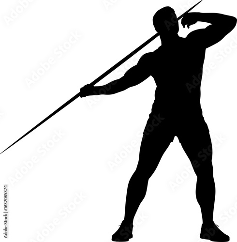 Javelin Thrower Silhouette Vector Illustration