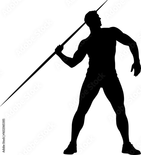Javelin Thrower Silhouette Vector Illustration