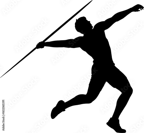 Javelin Thrower Silhouette Vector Illustration