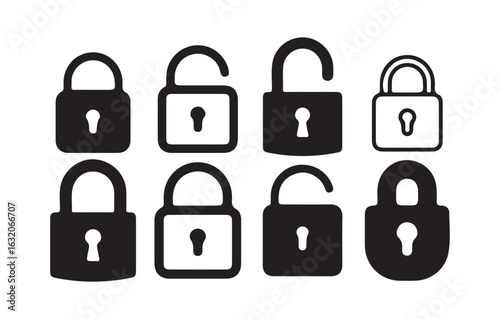 Lock icon set. Locked and unlocked vector icon, Lock Closed Icon, lock and security icon for app, ui, website and logo. Victor illustration eps10