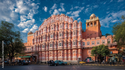 Jaipur’s Hawa Mahal with vibrant pink tones under blue sky