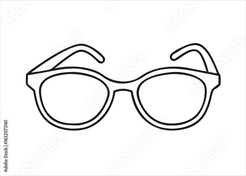 Classic spectacles outline drawing in stark black hue presented clearly isolated on white background