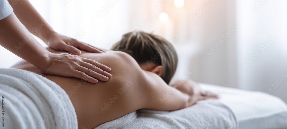 Fototapeta premium The soothing massage experience promoting relaxation and wellness in a serene spa setting.