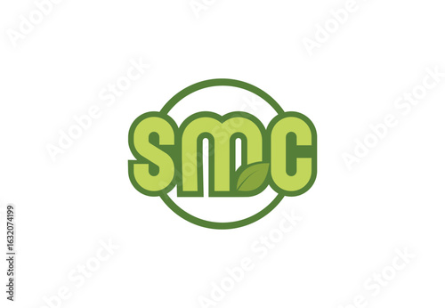 Fotografie SMC logo with leaf element, green color, circular frame