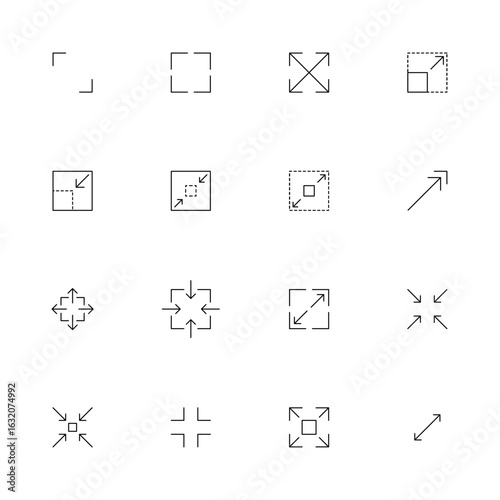 Minimalist set of zoom and fullscreen interface icons