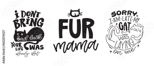 100% hand drawn vector image. Cute hand drawn doodle lettering quote about cats. Lettering for t-shirt design, mug print, bag print, clothes fashion. 