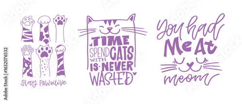 100% hand drawn vector image. Cute hand drawn doodle lettering quote about cats. Lettering for t-shirt design, mug print, bag print, clothes fashion. 