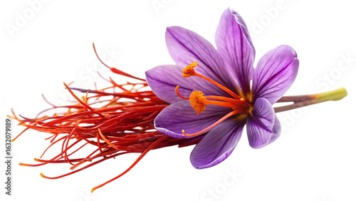 A saffron pistil displayed against isolated - on a white background PNG. GENERATIVE AI