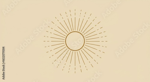 Boho-style golden sunburst and light ray collection, hand-drawn retro design for logos or minimalist decor.
