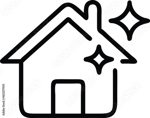 Clean house icon sparkle symbol isolated on transparent background