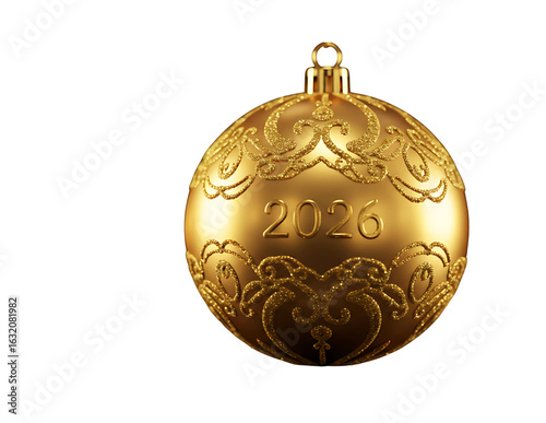 Elegant gold christmas ornament with 2020 engraving