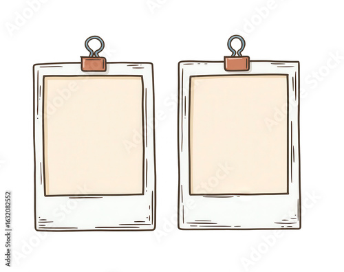 Two blank vintage-style instant photos