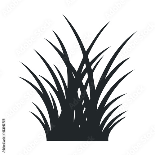 Silhouette of tall grass blades on white background
