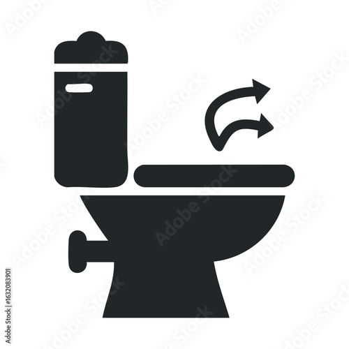 Simple black and white toilet icon with bidet arrows