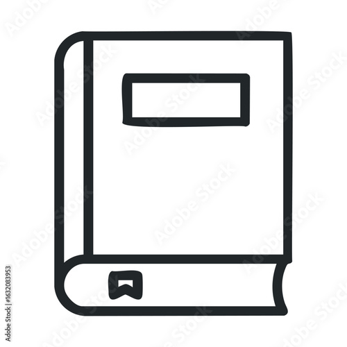 Minimalist icon of a closed hardcover book with bookmark