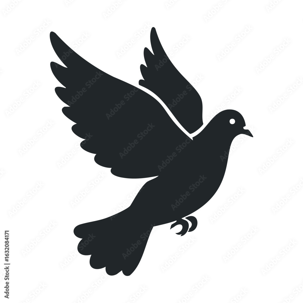 Obraz premium Silhouette of a flying dove symbolizing peace and freedom