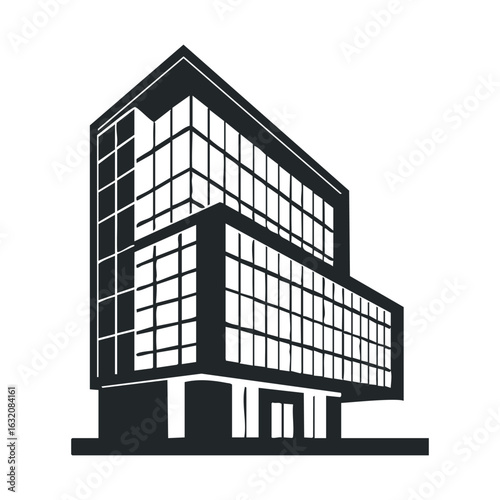 Modern office building vector illustration: sleek, geometric architecture design