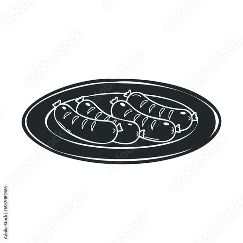 Grilled sausages on plate