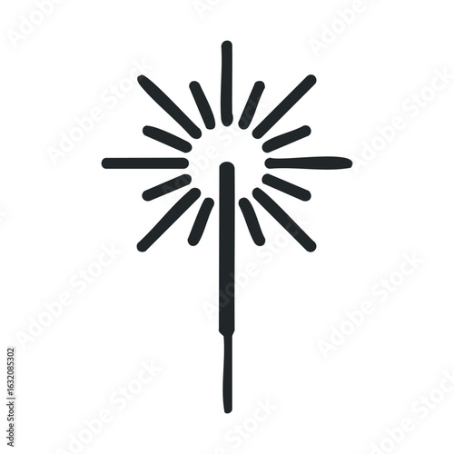 Black sparkler icon illustrating celebration and festivity