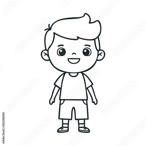 Cartoon illustration of smiling young caucasian male child with short hair