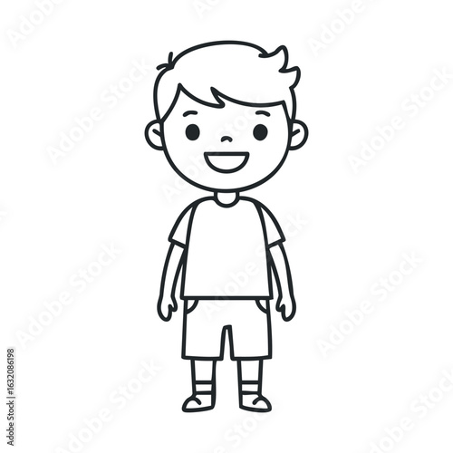 Smiling caucasian male child in casual outfit illustration