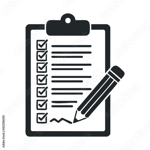 Checklist icon with pencil on clipboard