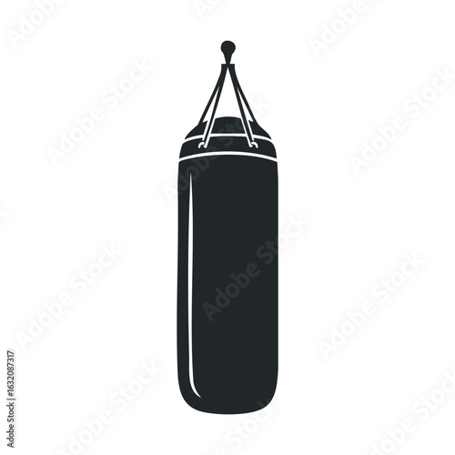 Black and white punching bag icon isolated on white background