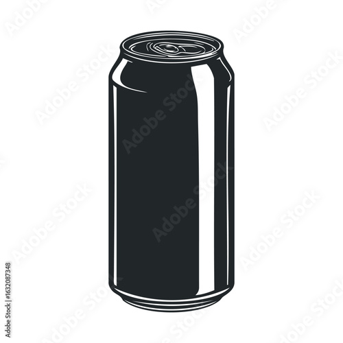 Monochrome soda can illustration: minimalist design with bold contrast