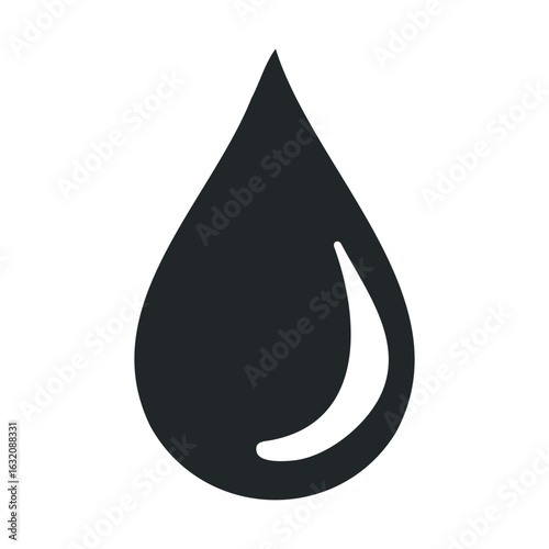 Black water drop icon with minimalist design