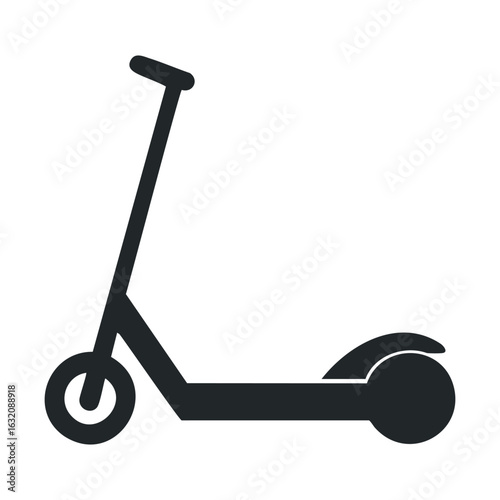 Black kick scooter illustration on white background