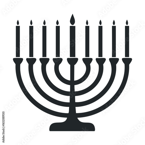 Traditional menorah with nine candle holders for hanukkah celebration