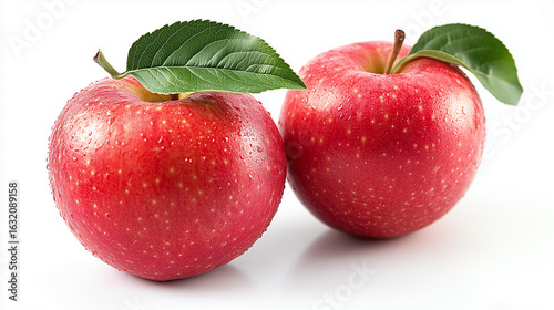 ツヤツヤした赤いリンゴと葉