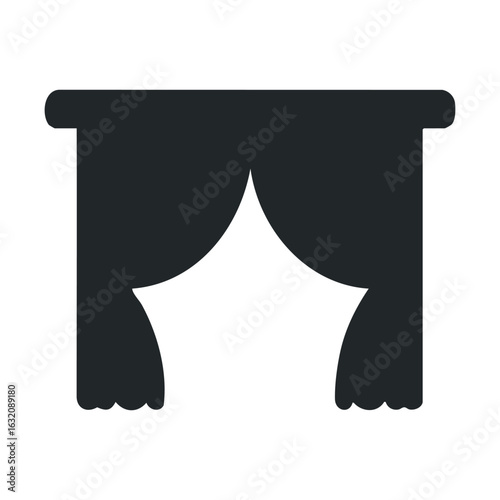 Silhouette of theater curtain with swagged drapery design