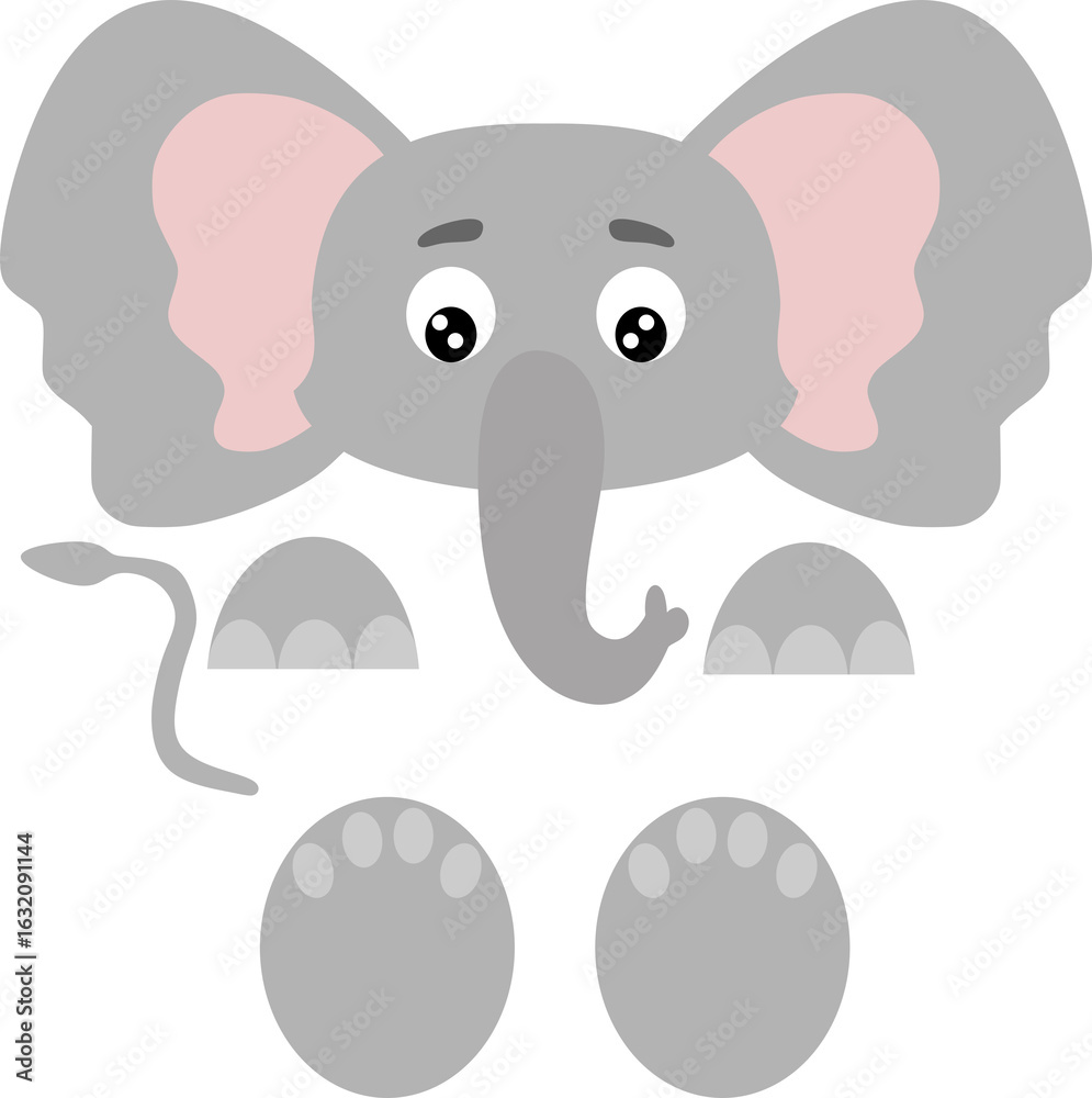 Fototapeta premium Elephant, animal cut file, laser cut, cricut, silhouette, paper craft, felt craft, fabric craft, svg file, cutting file