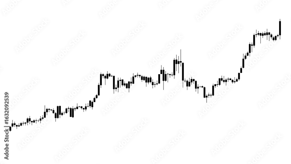 Fototapeta premium rising candlestick chart, financial market growth chart, rising stock and investment market, bullish chart with transparent background